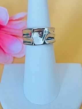 Silver band ring adjustable size stamped .925